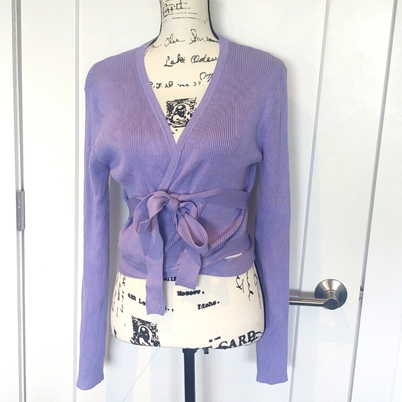 Multi ways to wear Purple wrap long sleeve sweater - Picture 3 of 4